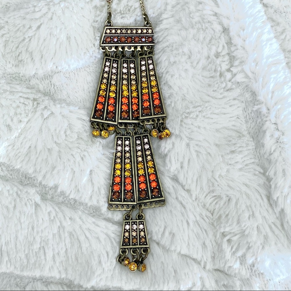 Sequin Brand Long Art Deco Rhinestone Necklace